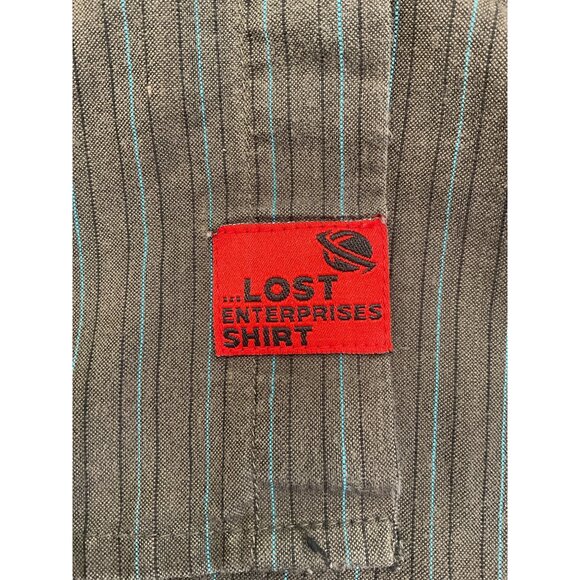 LOST Enterprises Mens Long Sleeve Striped Button Down Shirt Surf Size XL - Picture 7 of 10